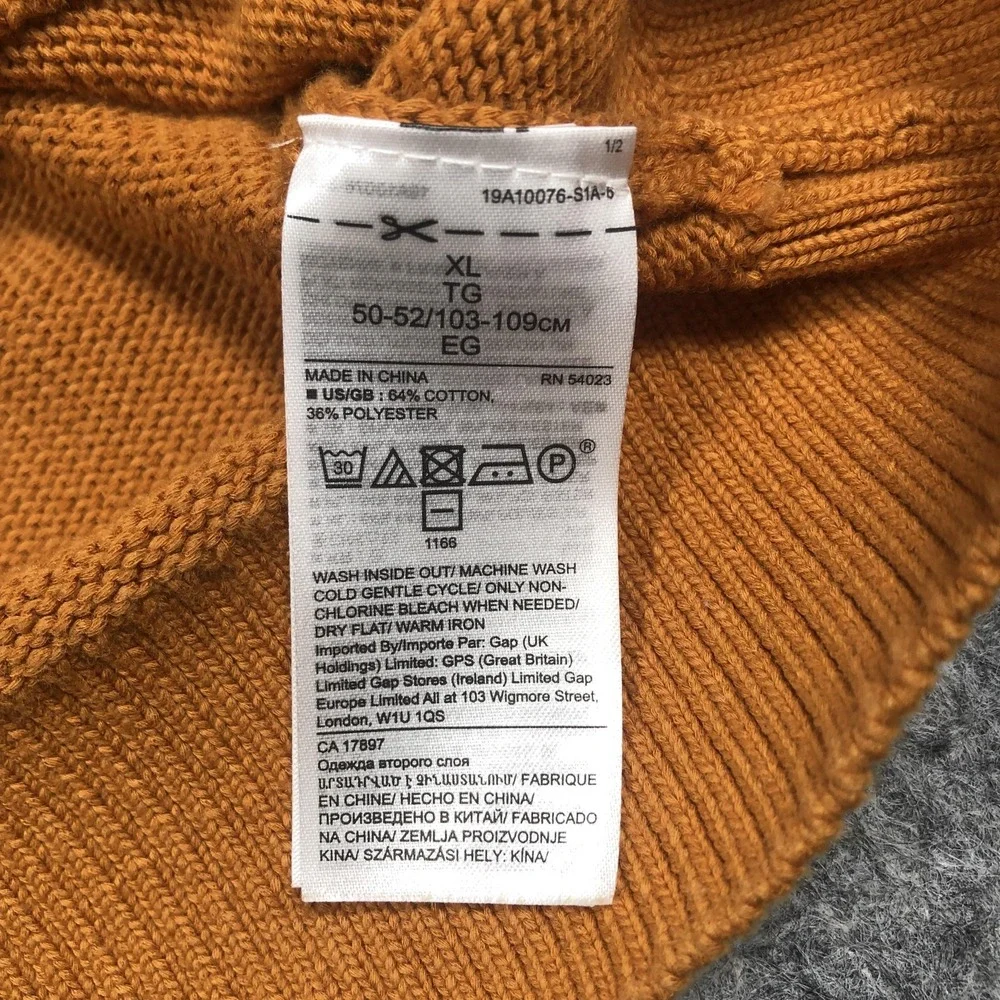 Banana Republic Sweater Mens XL Orange Cotton Blend Crewneck Knit Pullover